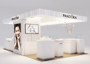 Render 3D del stand de Pandora