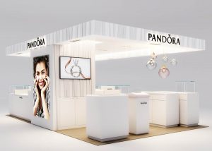 Render 3D del stand de Pandora