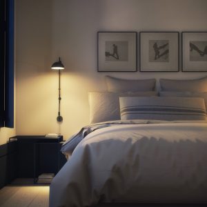 Render 3D del detalle de la habitación principal
