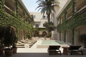 Visualización 3D de las zonas comunes de un hotel en la Costa Brava.